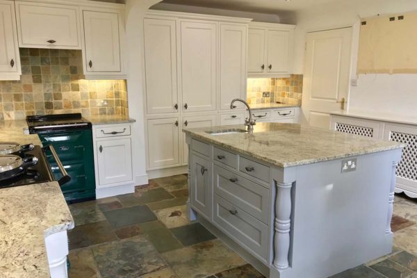 kitchen island and surrounding kitchen