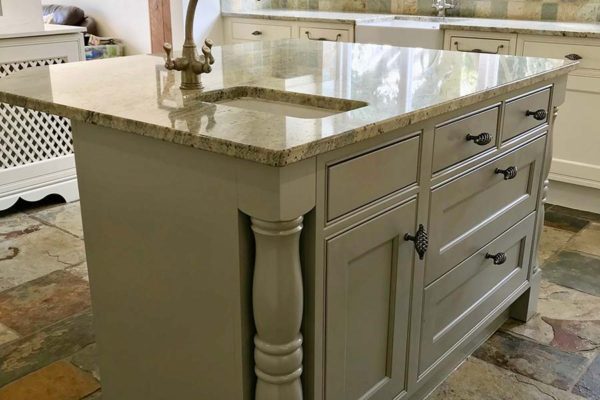 alternative view of resprayed grey kitchen island